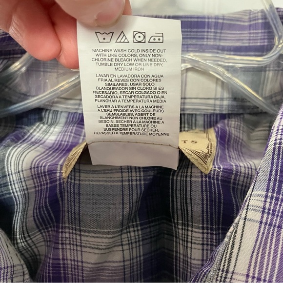 Wrangler Shirt 2X Plaid Purple Multicolor Casual Western Pearl Snap Button - Picture 5 of 7